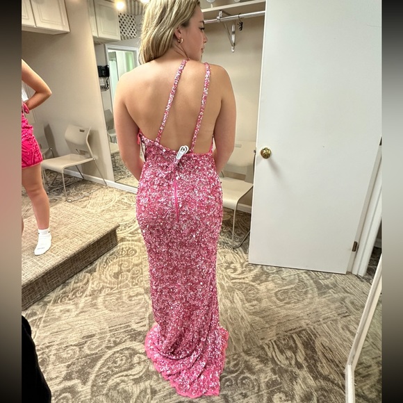 Aleta size 6 prom dress altered to a size 2, pink and silver sequin prom dress - Picture 2 of 2